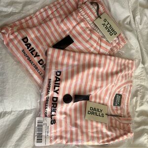 Daily Drills Pink and White Striped Set